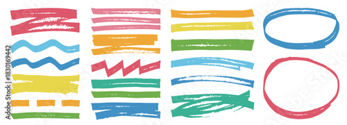 手描き風マーカーペンのライン・装飾ベクター素材セット