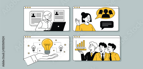 Business and Career Growth Illustration of Professional Development and Teamwork