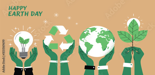 Celebrate Earth Day with eco-friendly concepts and a symbol of sustainability and growth