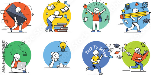 Creative Back-to-School Icons Set Engaging Education Visuals