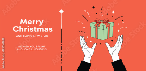 Festive Holiday Greeting with a Gift A Merry Christmas and Happy New Year Celebration