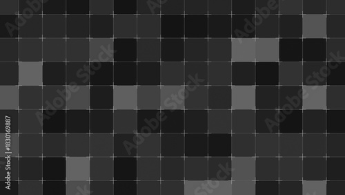Digital Square Grid Matrix monochrome shifting seamless loop 2D illustration for network security diagnostics, server data processing, and clean minimalist technology backgrounds