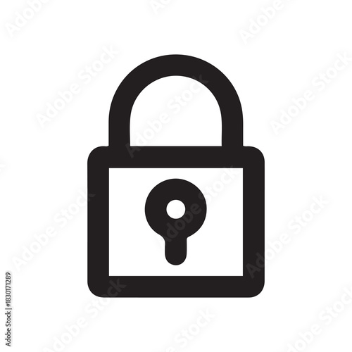 Minimalist Black and White Padlock Icon Security Representation