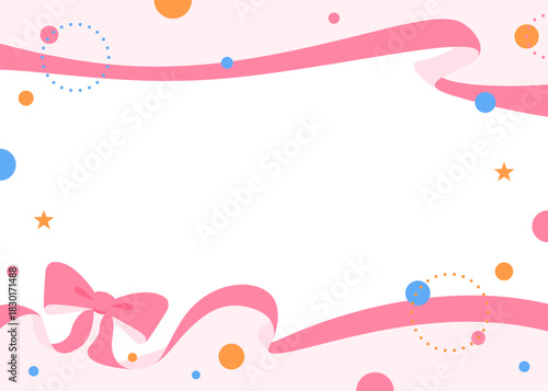 リボンのデコレーションフレーム、円形オブジェクト、ポップなデザイン