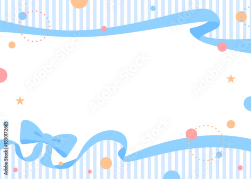 リボンのデコレーションフレーム、円形オブジェクト、ポップなデザイン