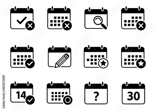 Set of Calendar Date Event and Task Management Icon Vectors