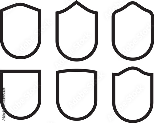 Shield with check mark icon vector, security symbols collection, protection badges,Thin line icons with editable stroke, Privacy protection, data safety, secure access, web security symbols,
