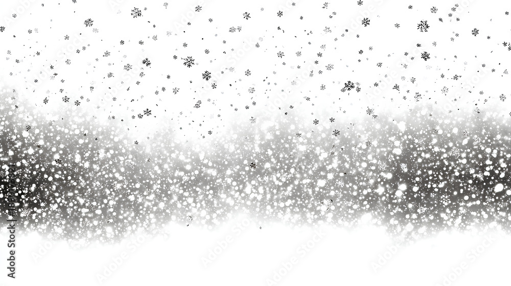 Fototapeta premium Snow snowfall snowflakes winter overlay falling background on white background Stock Illustration 