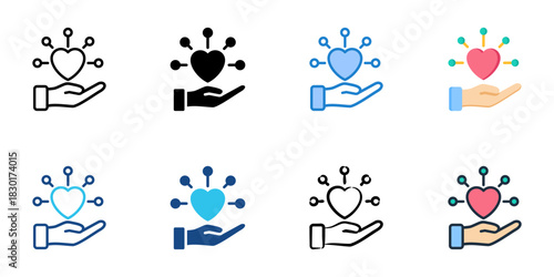Social Impact icon set multiple style vector collection 
