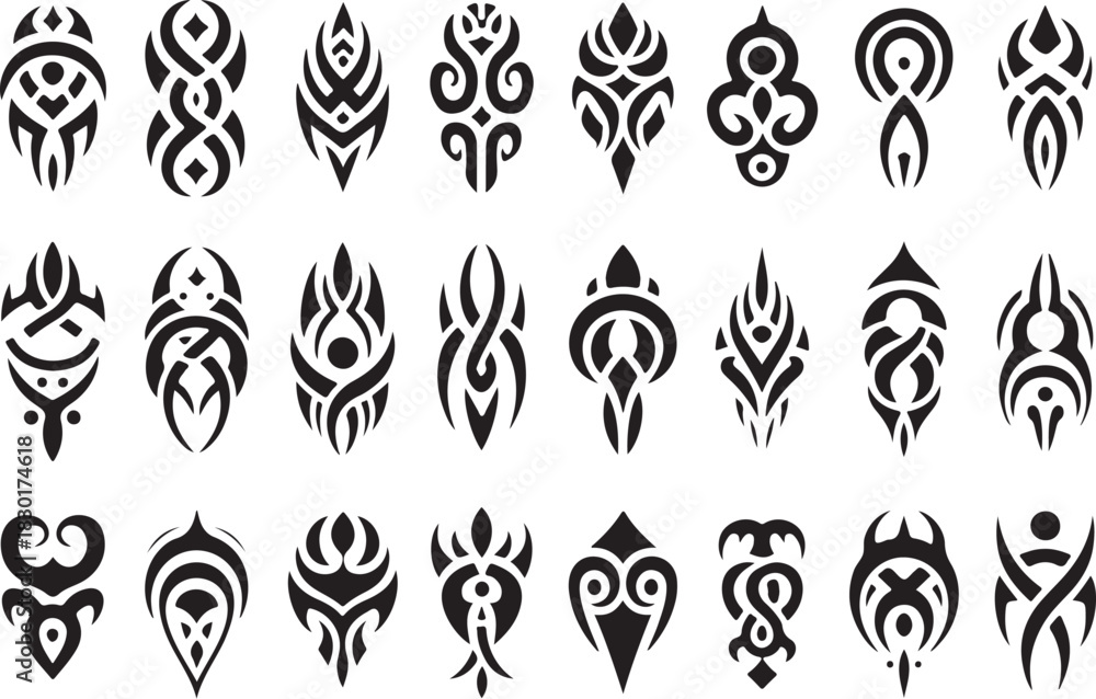 Fototapeta premium Tribal tattoo designs set for modern art projects