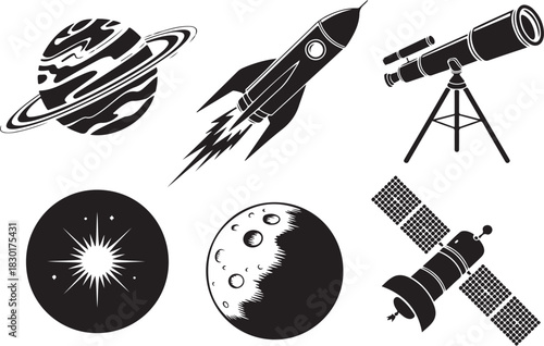 Explore space with our celestial black and white set