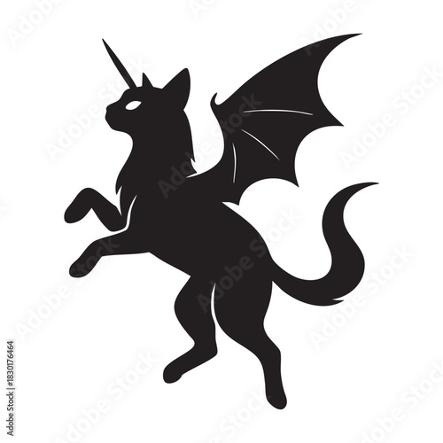 Mythical creature silhouette cat unicorn