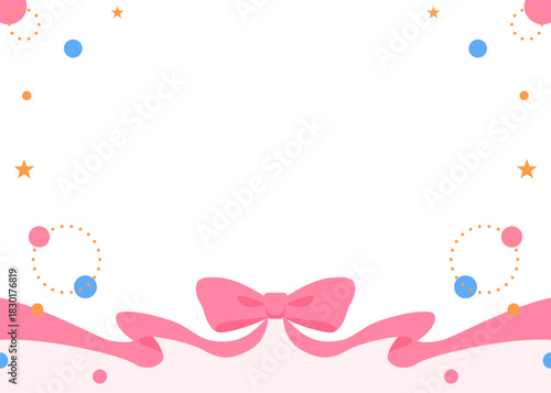 リボンのデコレーションフレーム、円形オブジェクト、ポップなデザイン