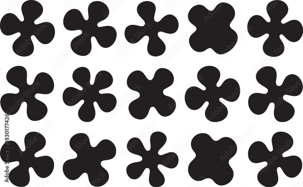 Fototapeta premium Black groovy floral pattern perfect for branding