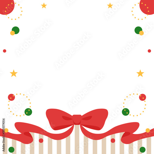 リボンのデコレーションフレーム、円形オブジェクト、ポップなデザイン、正方形サイズ