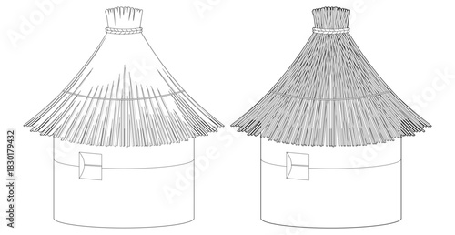 Vector illustration of a wooden bee house isolated on a white background. Ideal for designs related to nature, beekeeping, and environmental themes.