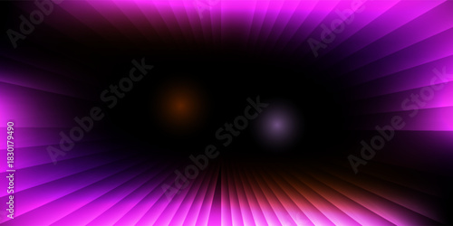 Orange and violet laser lines abstract hi-tech banner design. Vector neon background