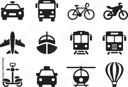 Transportation icons for app or web design needs