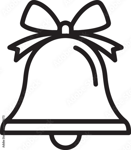 Minimal Christmas bell line-art icon for stickers, crafts, Cricut and holiday designs. Generative Ai