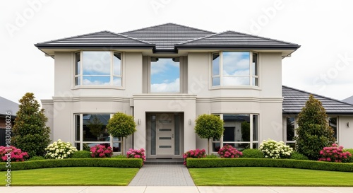 A modern luxury house with beautiful exterior and green garden