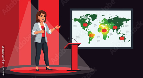 Global perspectives of pumpkin cultivation explored by a presenter on stage