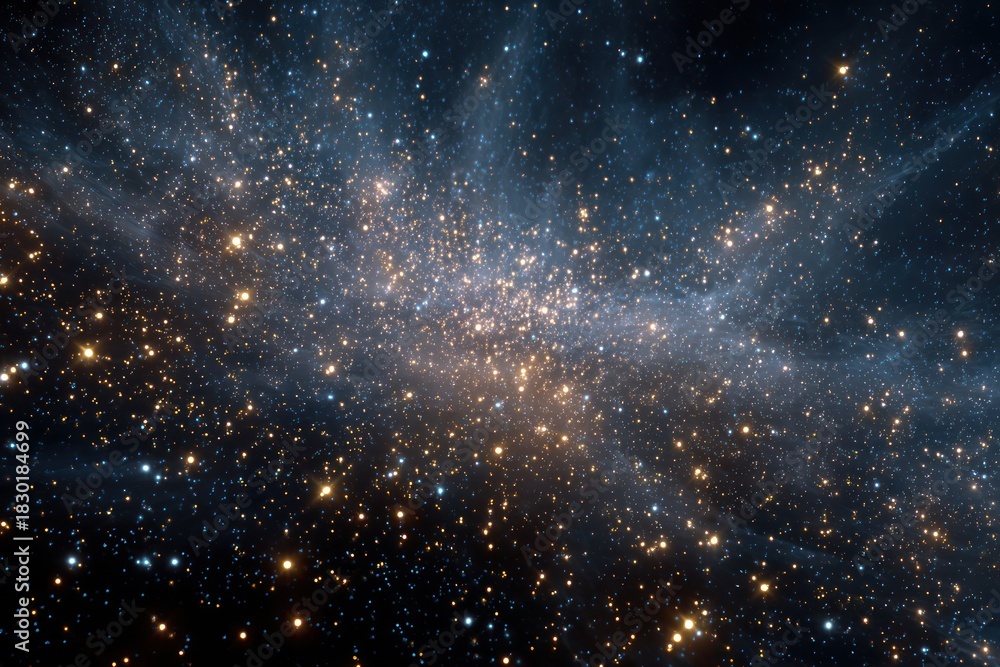 Fototapeta premium Celestial Symphony: A breathtaking cosmic panorama unfolds, revealing a mesmerizing tapestry of stars, galaxies, and nebulae in a celestial display of unparalleled grandeur.