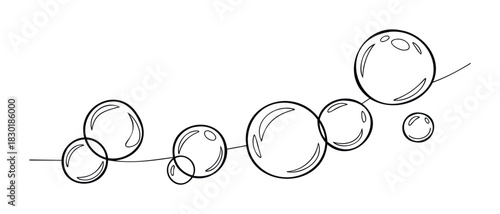 Abstract line art bubbles forming a fluid chainlike formation, perfect for liquid related themes and playful graphic concepts.