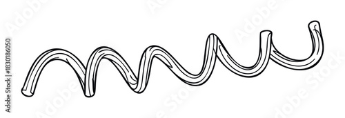 Abstract wavy line with parallel outlines suggesting a flexible pipe or ribbon for motion or flow concepts.