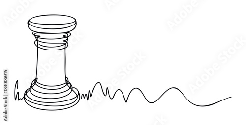 Abstract visual representing a conceptual column with a flowing wavy line extending to the right, suitable for graphics and motion projects.