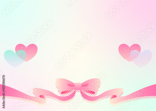 リボンのデコレーションフレーム、ハートの装飾、背景