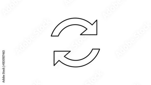 Symmetrical flow dynamic: Two curved arrows opposing, promoting continuous renewal and seamless