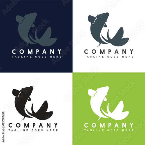 Aquatic Animal Logo Template Featuring Koi Fish – Professional Brand Identity Design