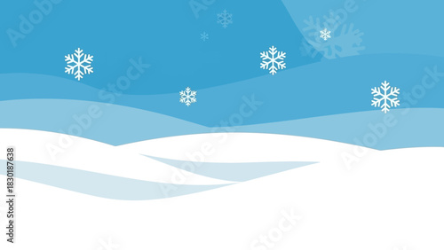 Serene snowfall landscape illustration featuring gentle snow dunes and delicate snowflakes falling
