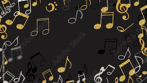 Musical Symphony: A Harmonious Composition of Glittering Notes Against a Dark Backdrop