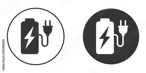 charging station icon for web, mobile, infographic, flat vector, energy, eco-friendly transportation, EV power point symbol