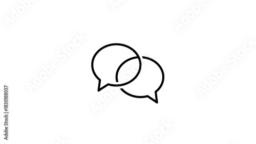 Minimalist outline illustration of overlapping speech bubbles symbolizing conversation and