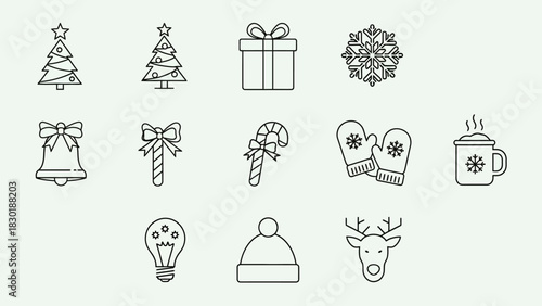 Minimalist festive line art for christmas decorations perfect to add holiday cheer