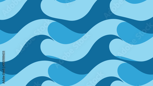Harmonious blue waves interweaving in a calming rhythmic vector pattern design
