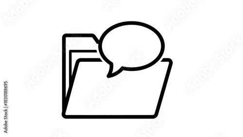 Folder with speech bubble icon illustration representing file communication and data documentation