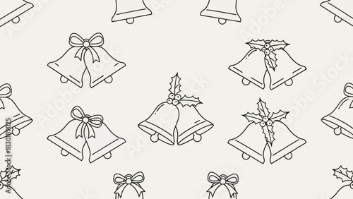 Festive Christmas bells pattern in seamless repeating design ideal for wrapping paper or invitations