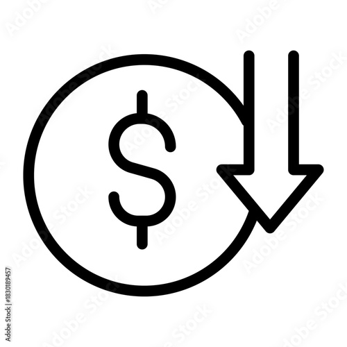Currency Appreciation Line Icon of Deflation Icon Set