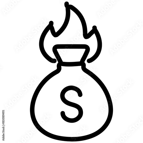 Decreasing Costs Line Icon of Deflation Icon Set