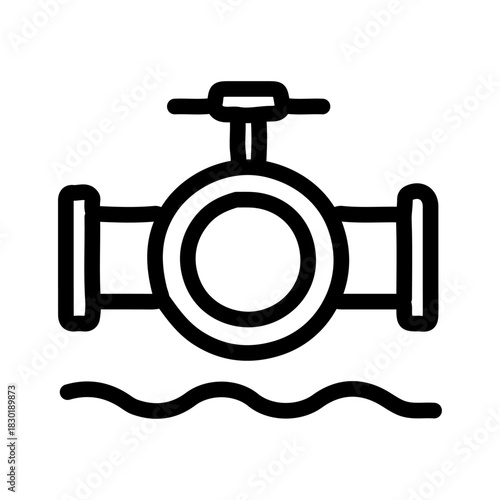 Valve Control Line Icon of Wastewater Management Icon Set