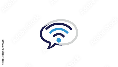 Connecting conversations: abstract symbol of communication and wireless signal connectivity