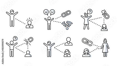 Conceptualization of diverse social networks represented through illustrative line art