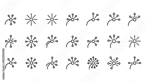 Collection of stylized floral and explosion icons offering diverse graphical possibilities for use