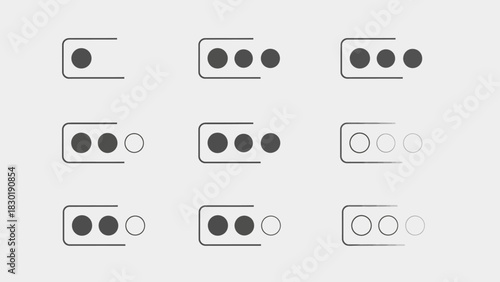 Abstract minimalistic sequential loading bar, digital process indication concept design