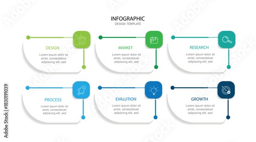 modern infographics options banner, whit 6 steps vector illustration.