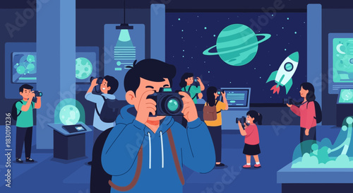 Family adventure at a space exploration museum filled with exhibits and photography