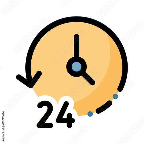 E-commerce filled line color icon. 24 hour customer service symbol.